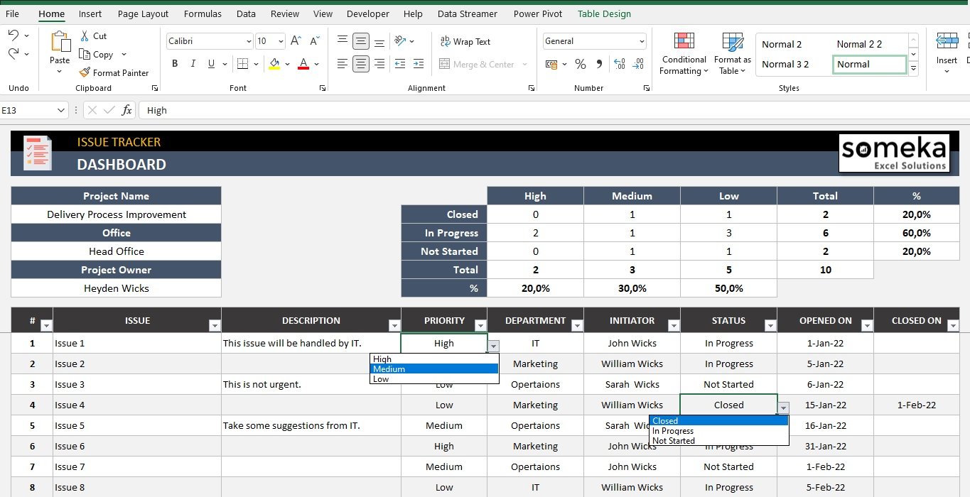 Microsoft Issue Tracking Template (Document) Excel