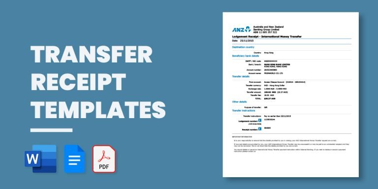 Bank Transfer Receipt Template Excel Word